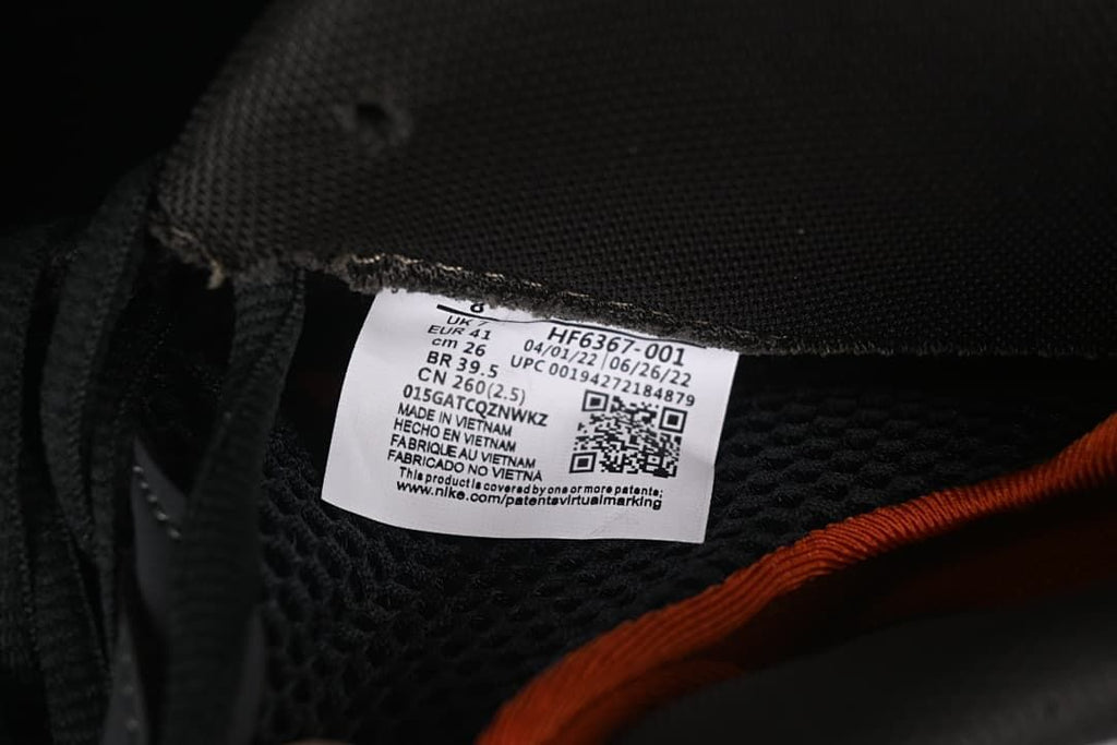Inside shoe label showing style code HF6367-001 and EU size 41.