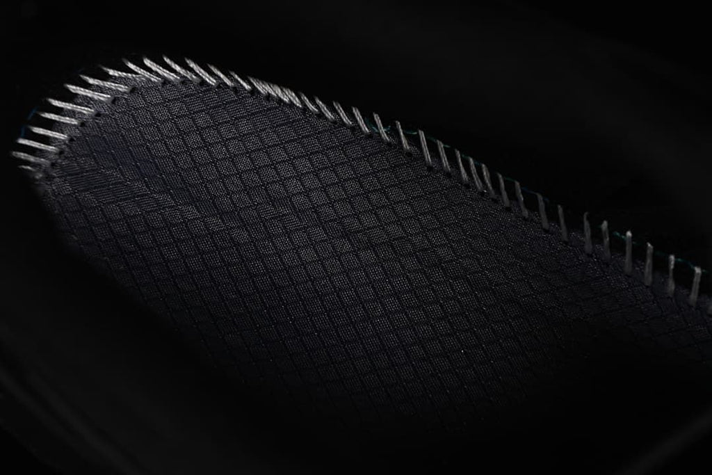 Close-up of the textured shoe upper