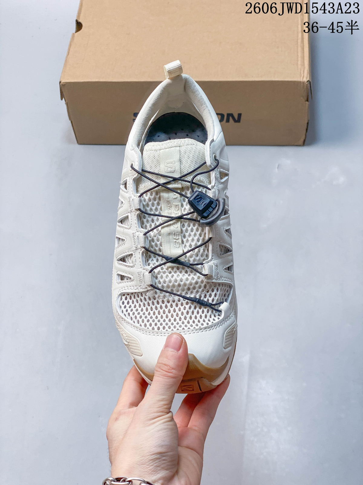 Top view showing the mesh upper and dark quick-lace system