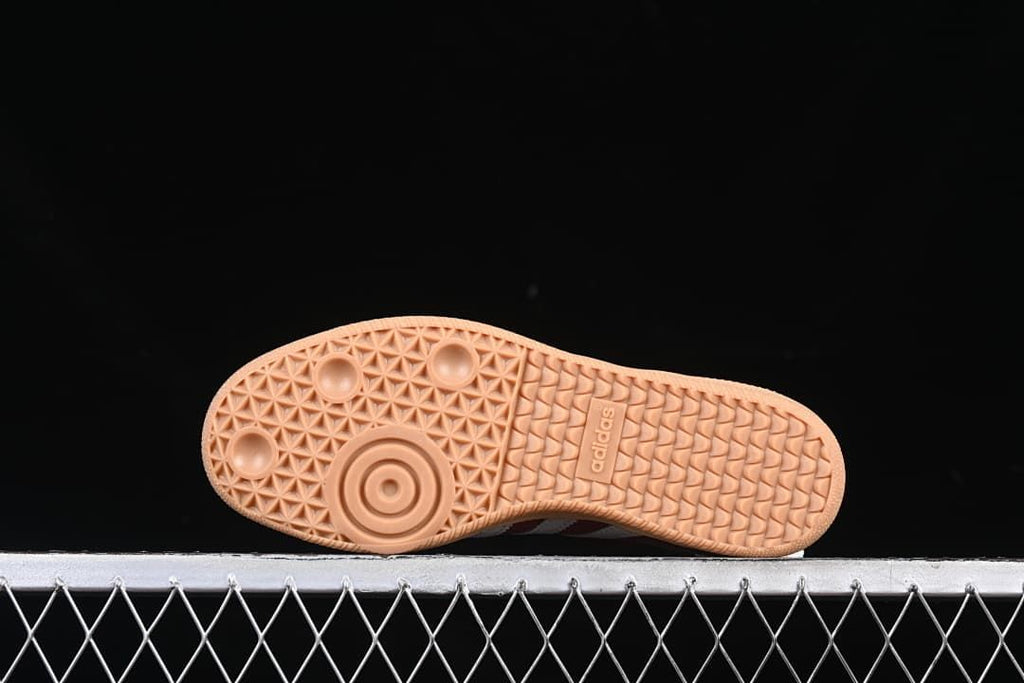 Outsole view showing the patterned gum-colored tread