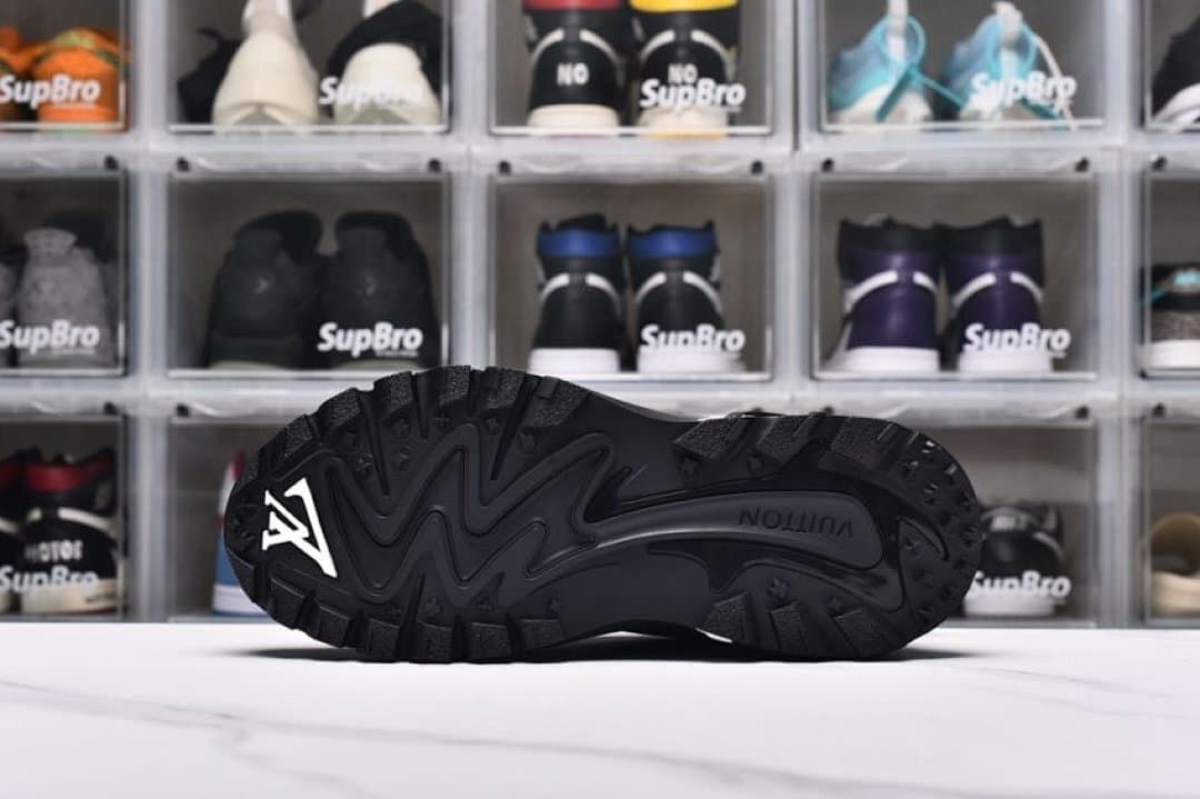Underside view showing the black lugged outsole