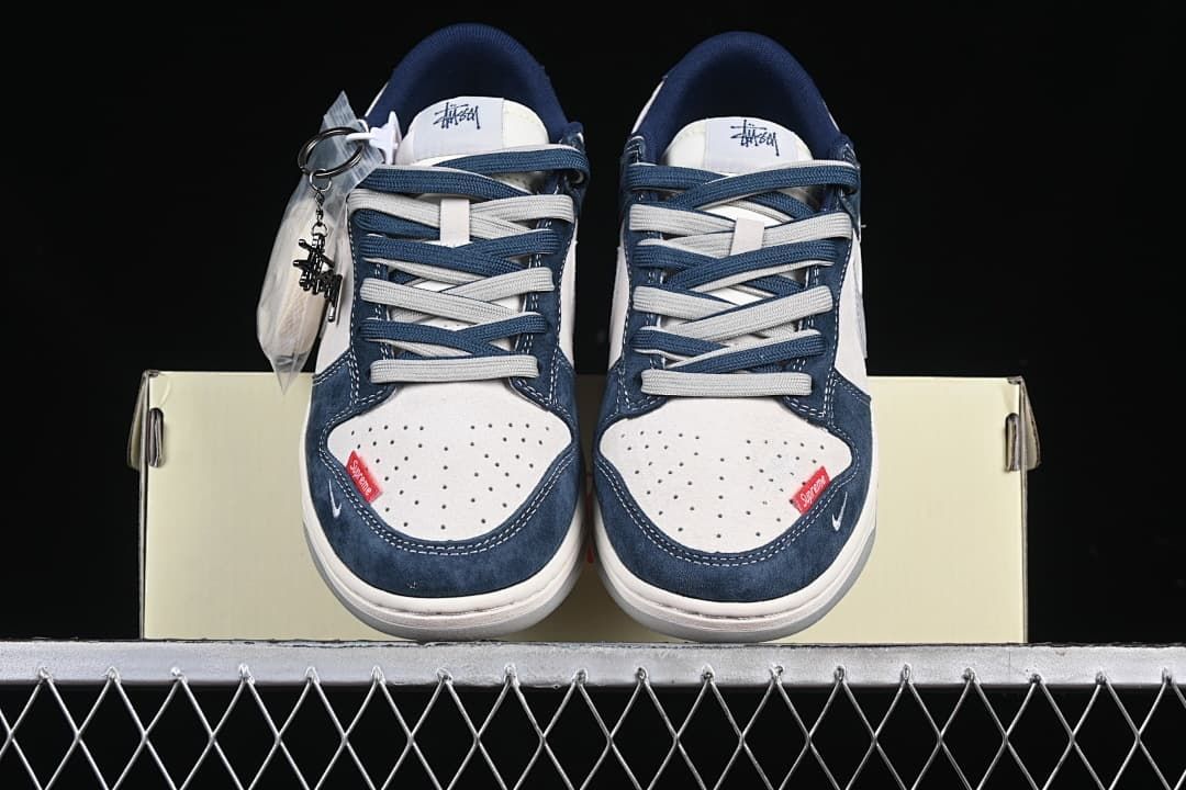 Front view of the pair with perforated toe boxes and contrasting laces