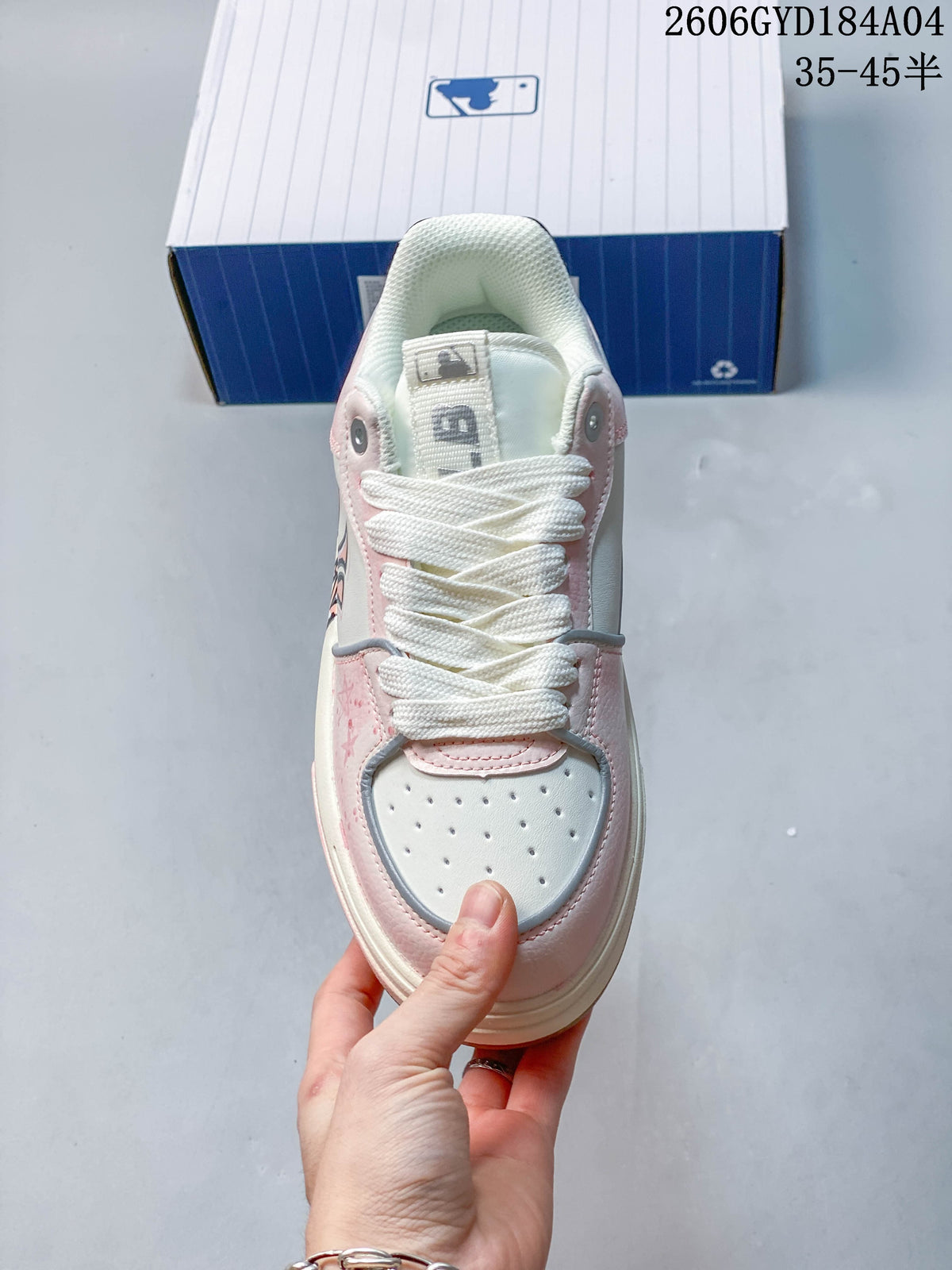 Top view showing the laces, perforated toe panel and contrasting trim