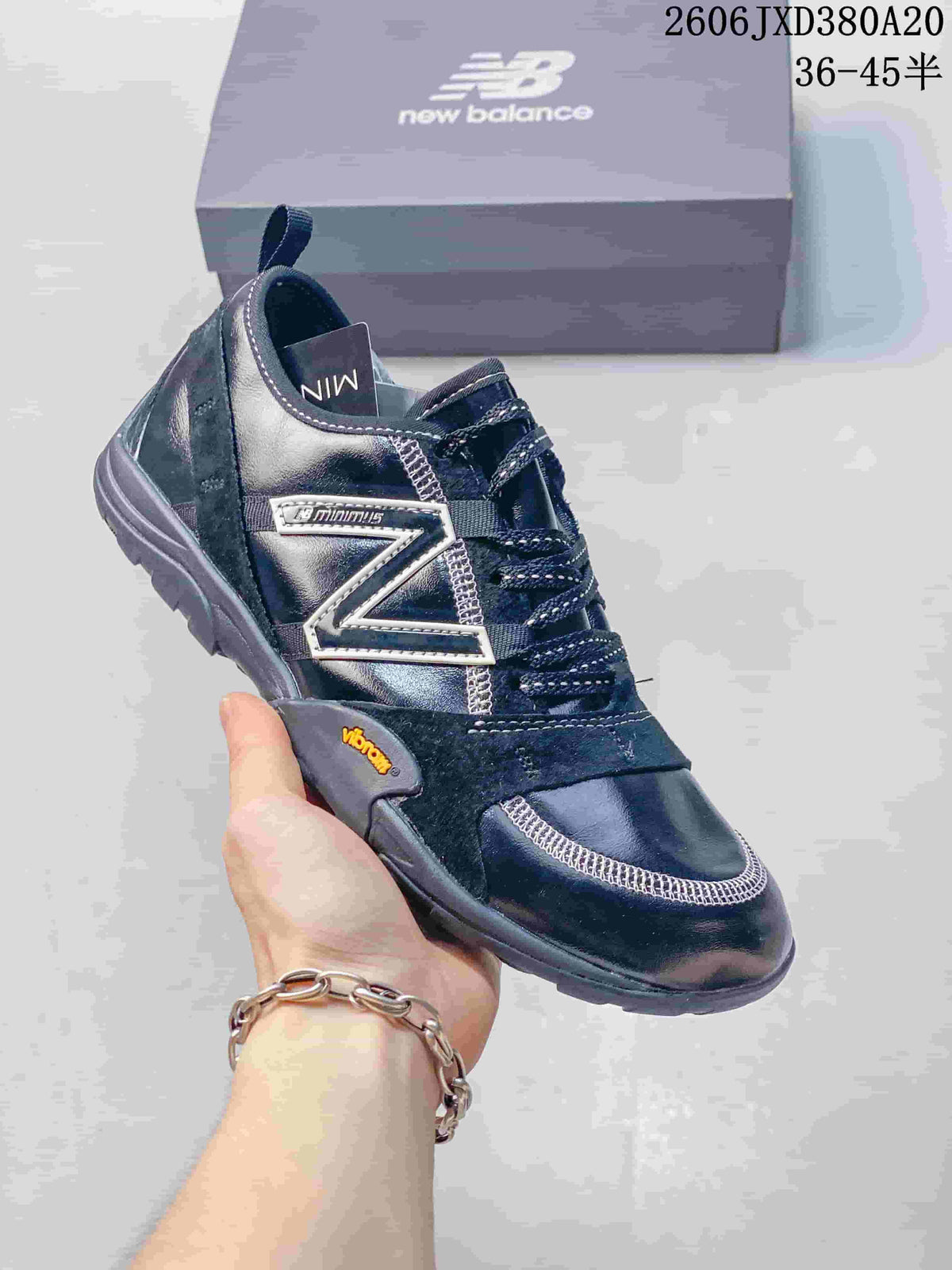 Angled side view of the sneaker showing its large side logo and lugged outsole