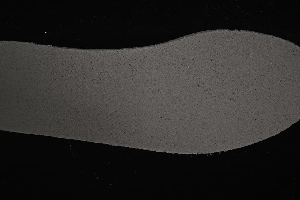 Close-up of a gray shoe insole.
