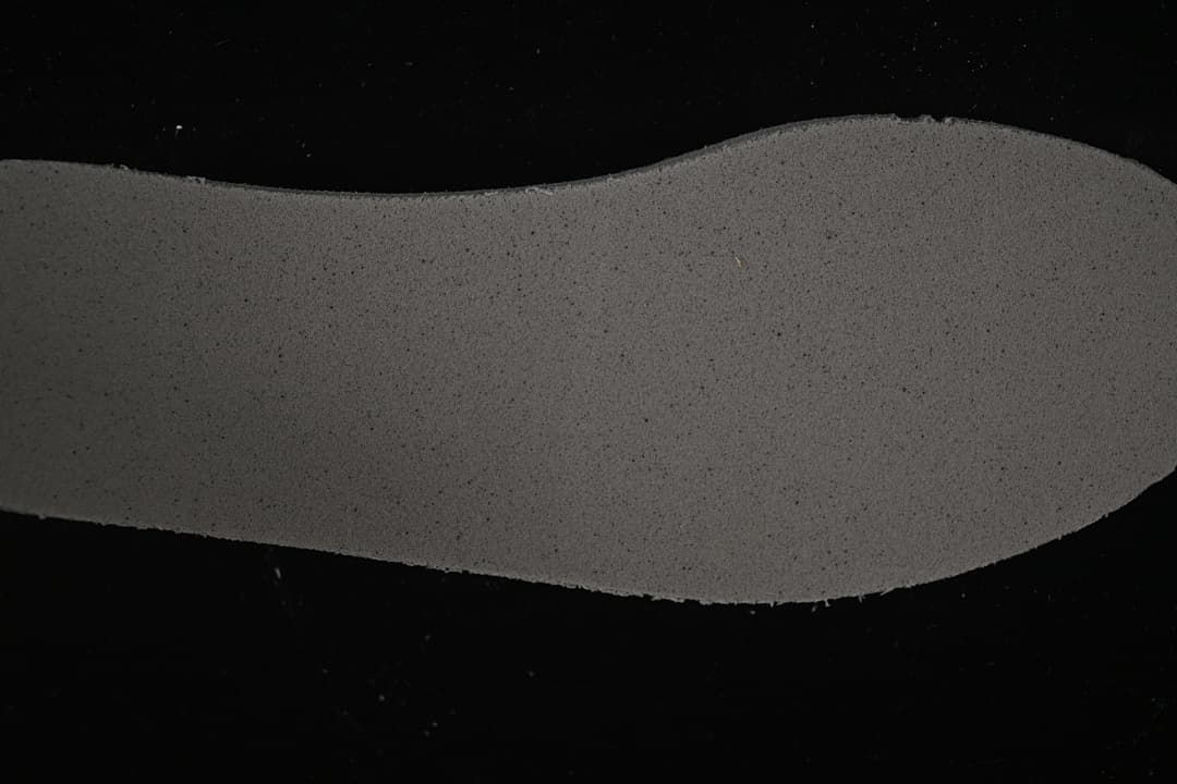 Close-up of a gray shoe insole.