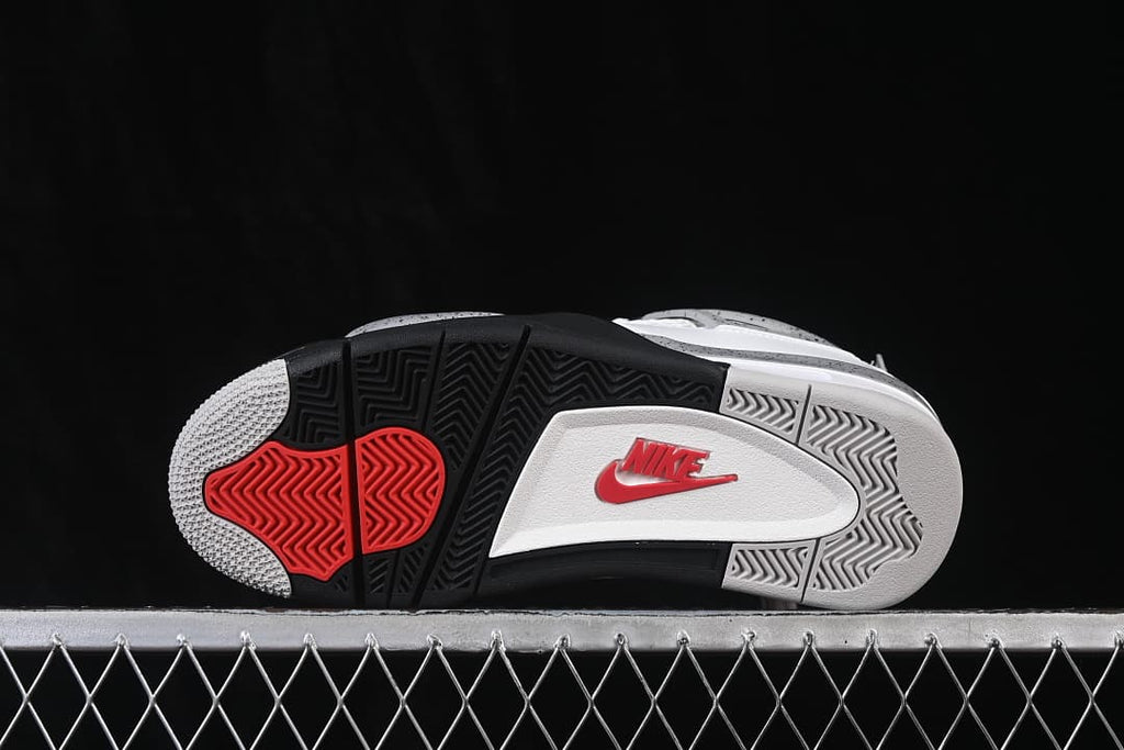 Underside view showing the black, grey, white and red outsole