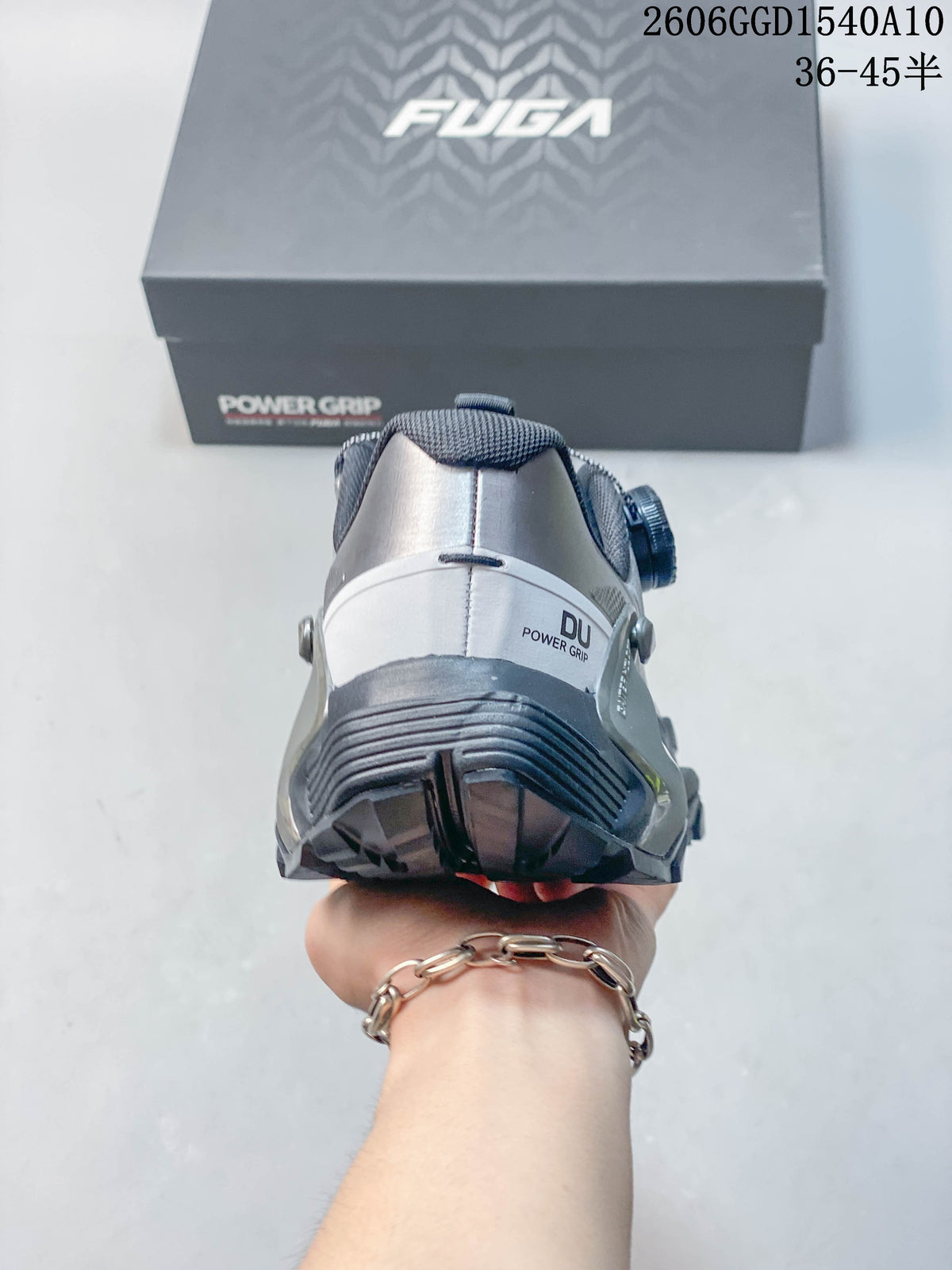 Rear view of a gray KAILAS FUGA DU2 BOA trail shoe.