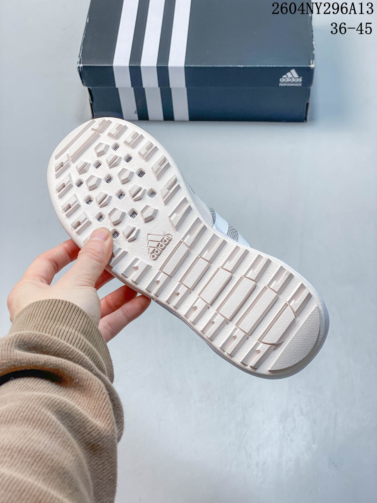 Close-up of the patterned outsole on an adidas TERREX shoe