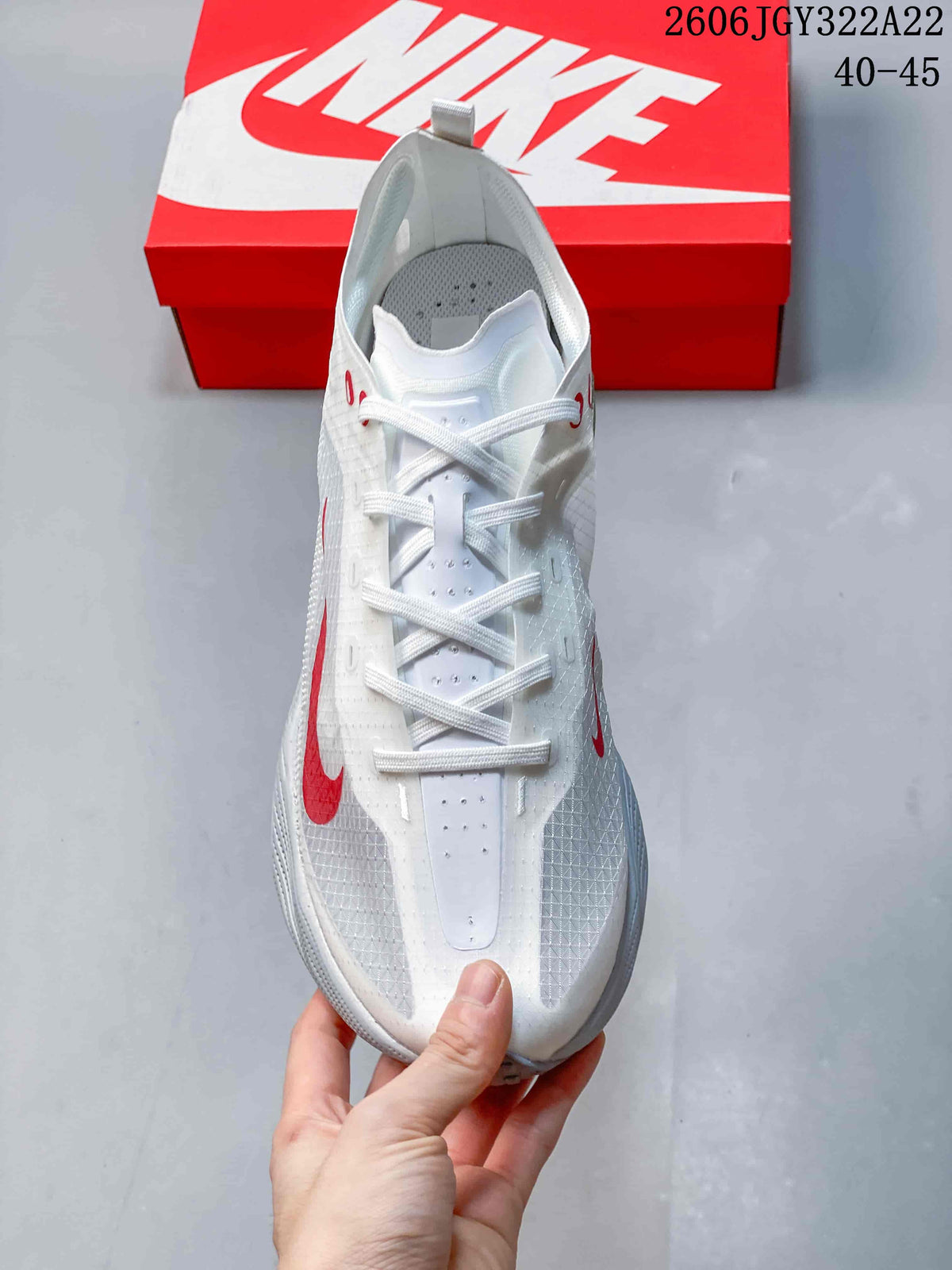 Top view of the Nike Ava X sneaker showing its lace-up front.