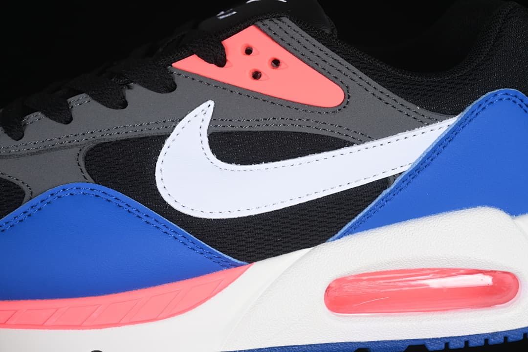 Close-up of the side panels, white Swoosh, and visible heel Air unit