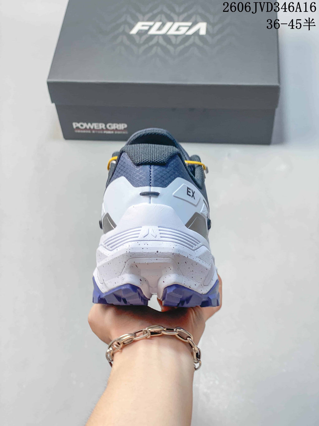 Rear view of a Kailas FUGA EX3 trail running shoe