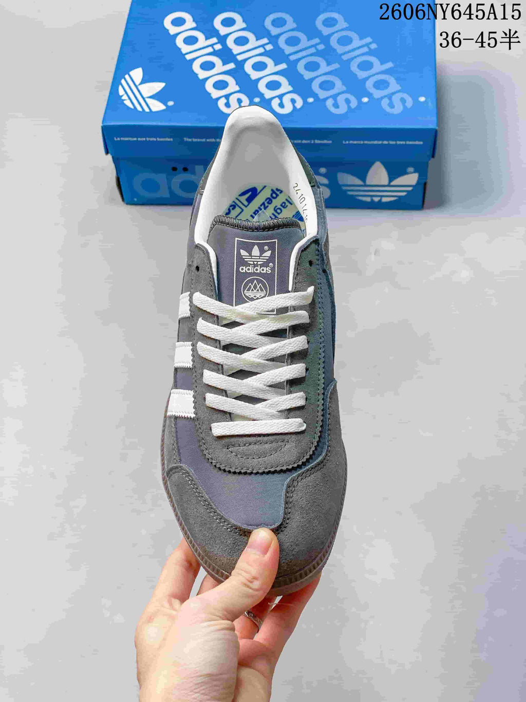 Top view of the sneaker showing its laces and contrasting panels