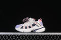Side view of kids’ adidas Adistar sneakers in cream, white, lavender, navy, and pink