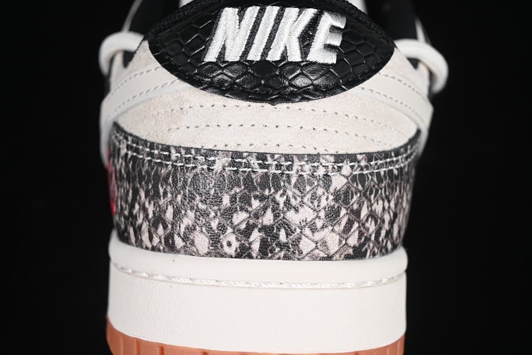 Rear close-up showing patterned heel panels, black heel tab, and white Nike lettering