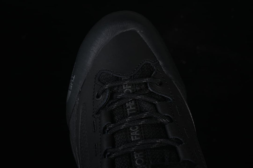 Top-down close-up of the boot's toe and lace area.