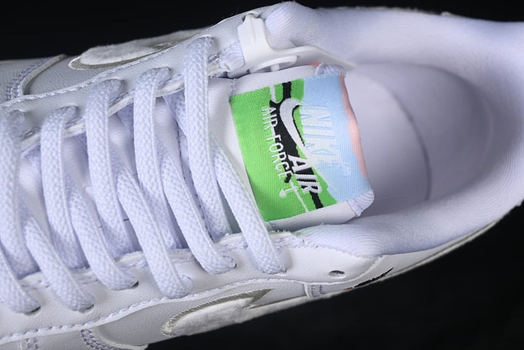 Close-up of the laces and multicolor tongue label.