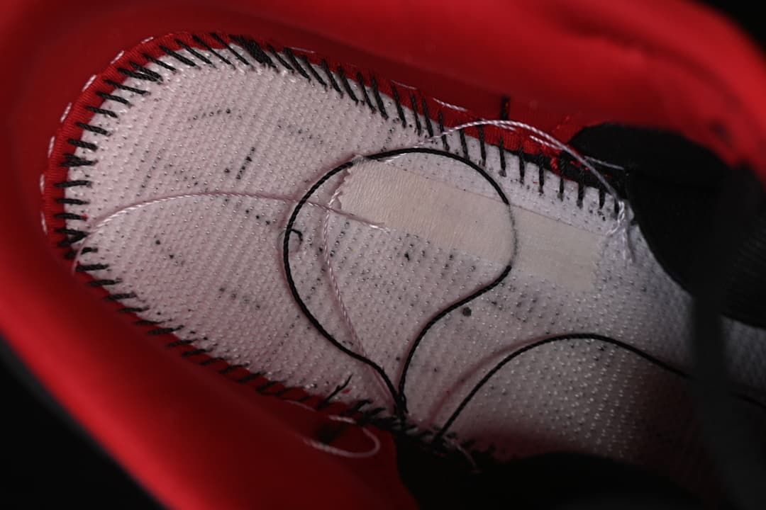 Close-up of stitching inside the shoe