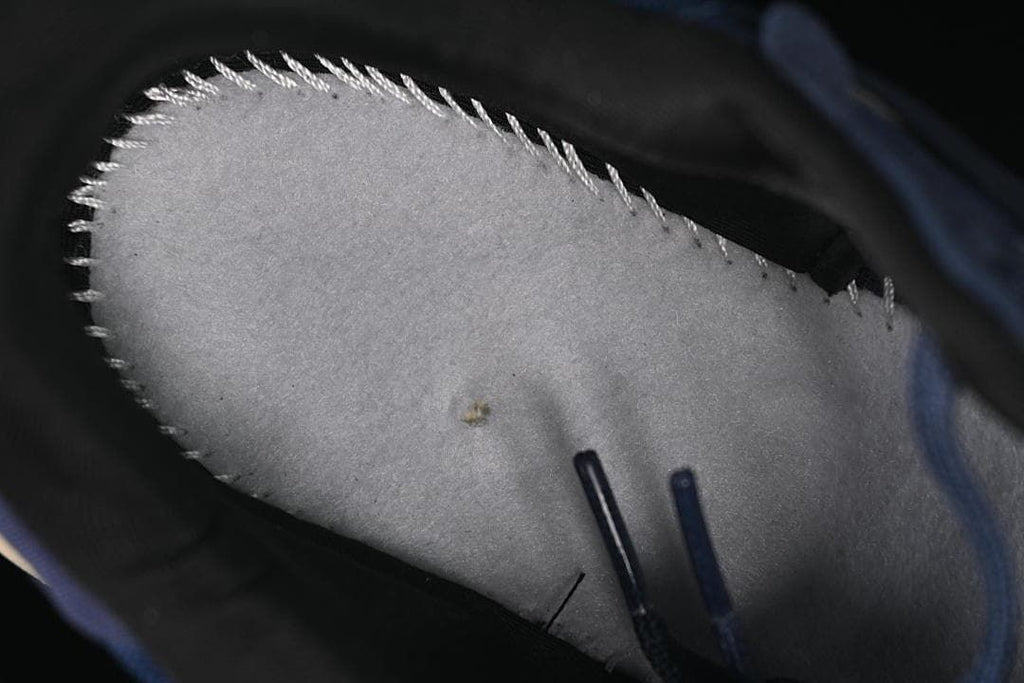 Close-up inside the shoe showing the insert and inner stitching