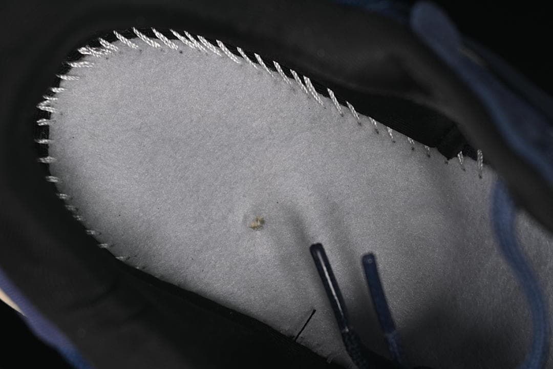 Close-up inside the shoe showing the insert and inner stitching