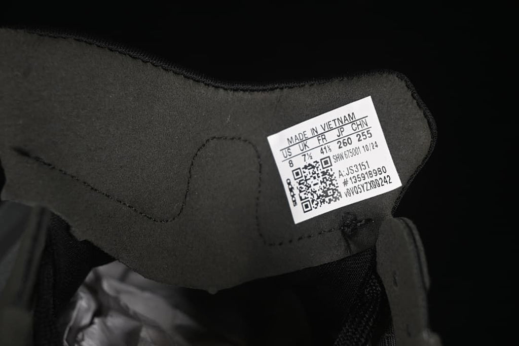 Tongue size label showing a sample size and style information