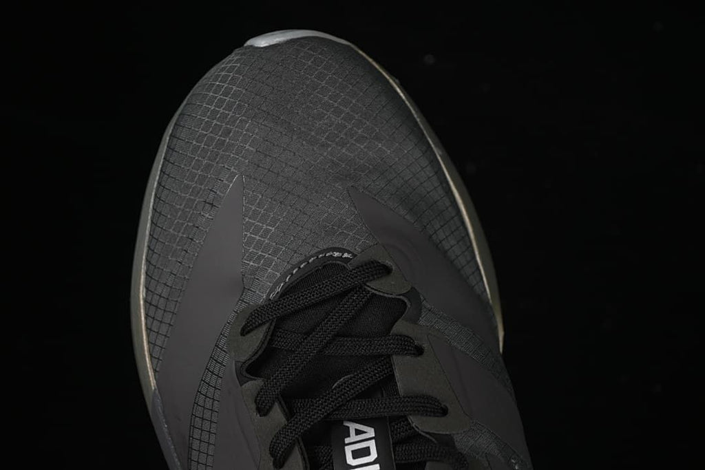 Top-down view of the toe box and laces