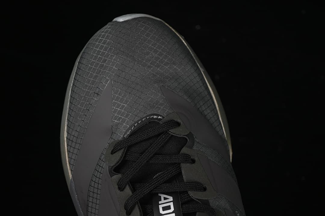 Top-down view of the toe box and laces