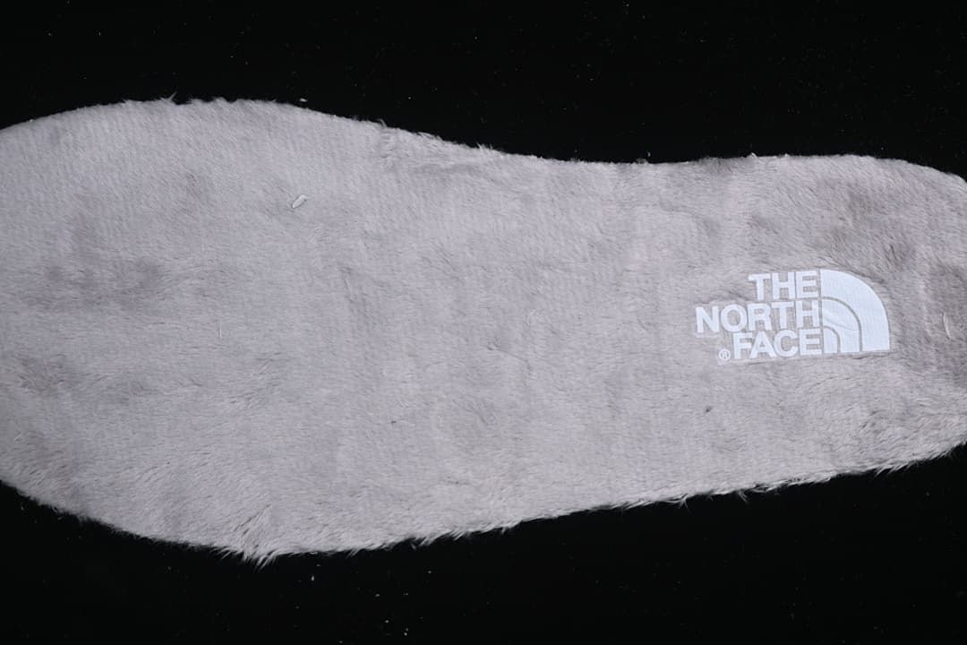 Close-up of the plush insole with The North Face branding.