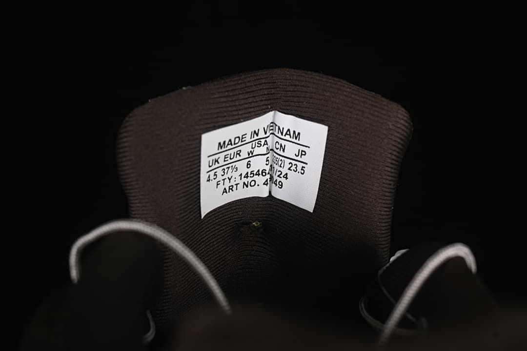 Tongue size label showing EU 37.5 and other size markings