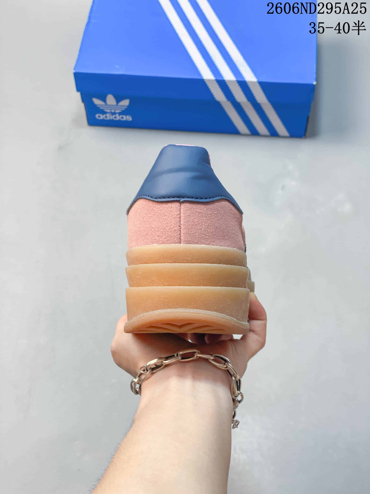 Rear view highlighting the layered platform sole and blue heel tab.