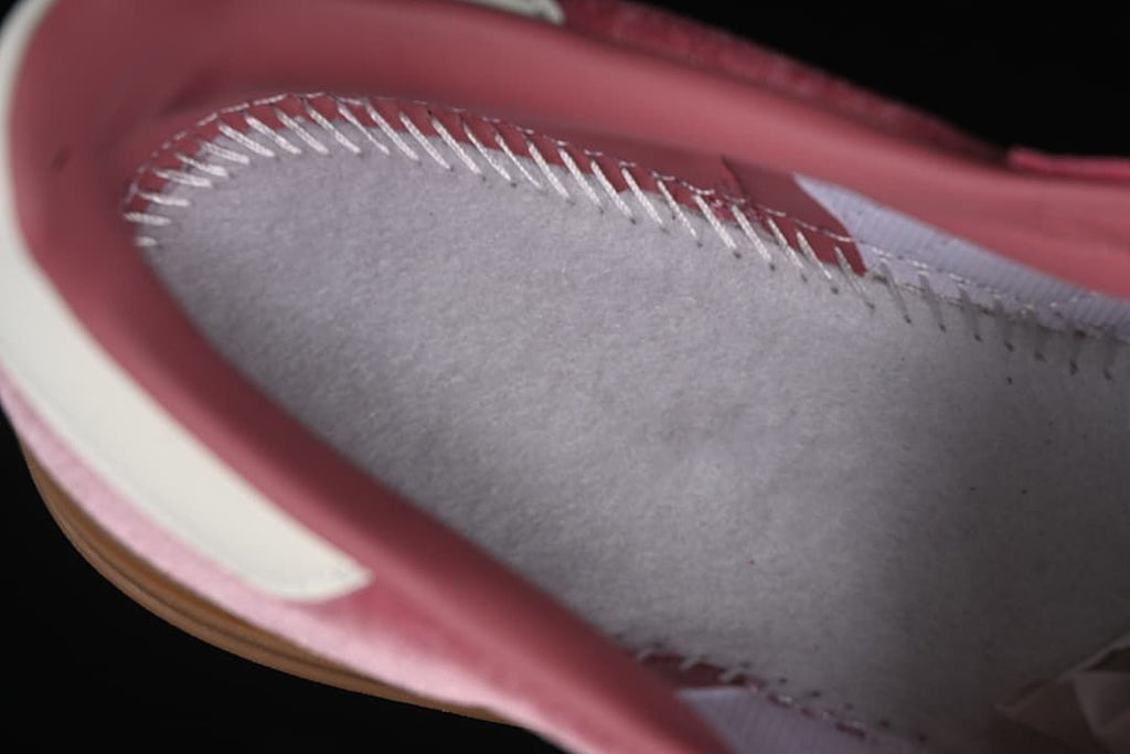 Close-up of the sneaker's interior lining and stitching