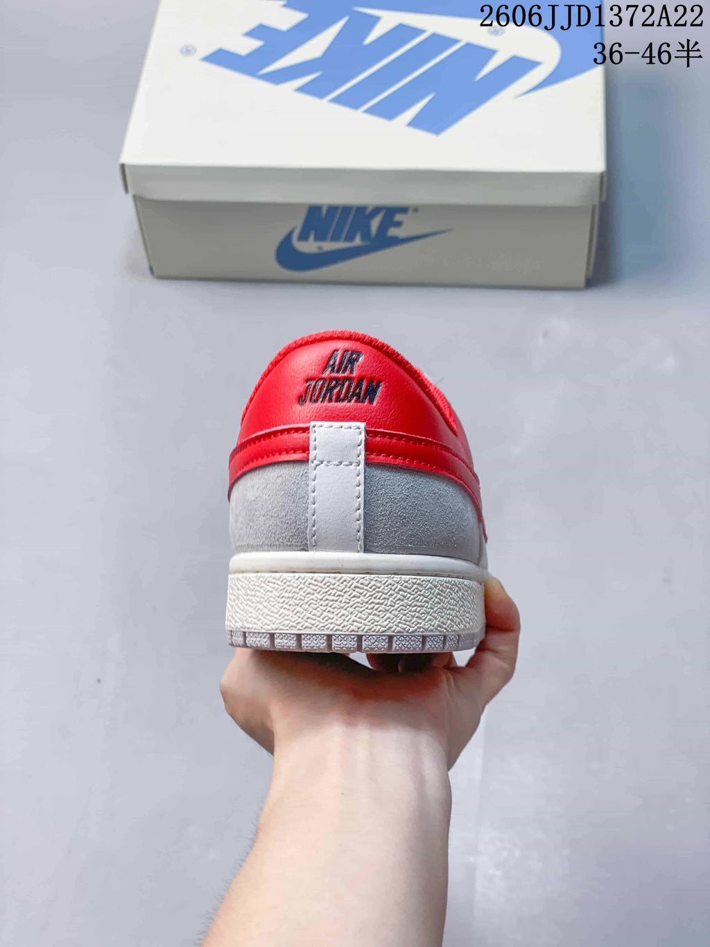 Rear view showing the red heel panel and Air Jordan branding