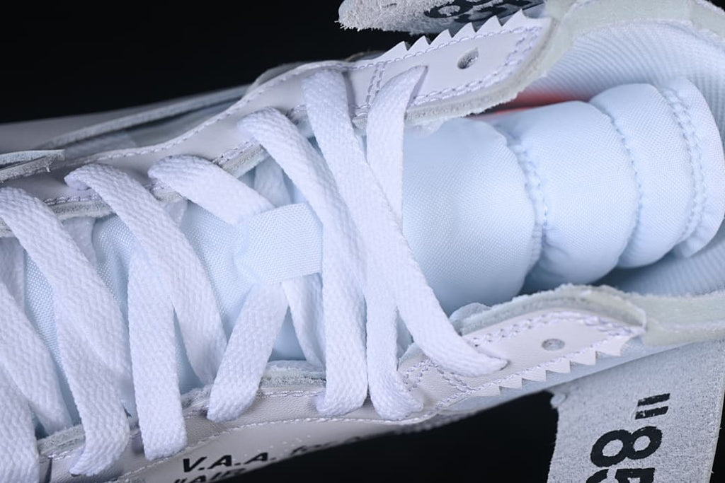 Close-up of the laces and tongue construction