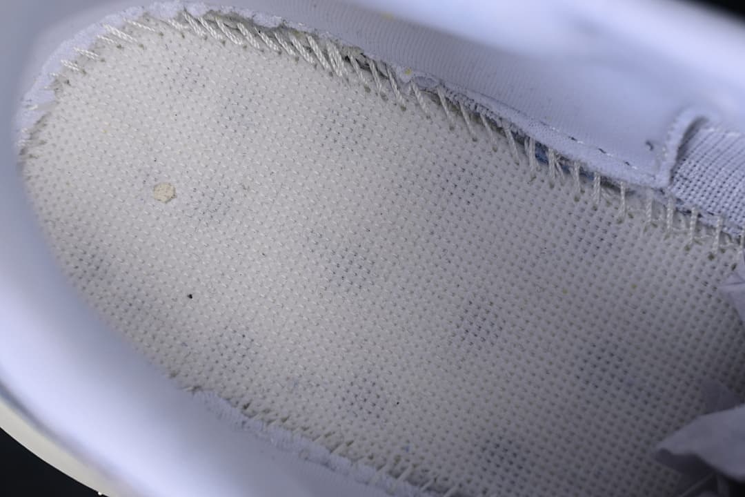 Close-up of the shoe's mesh lining and stitching