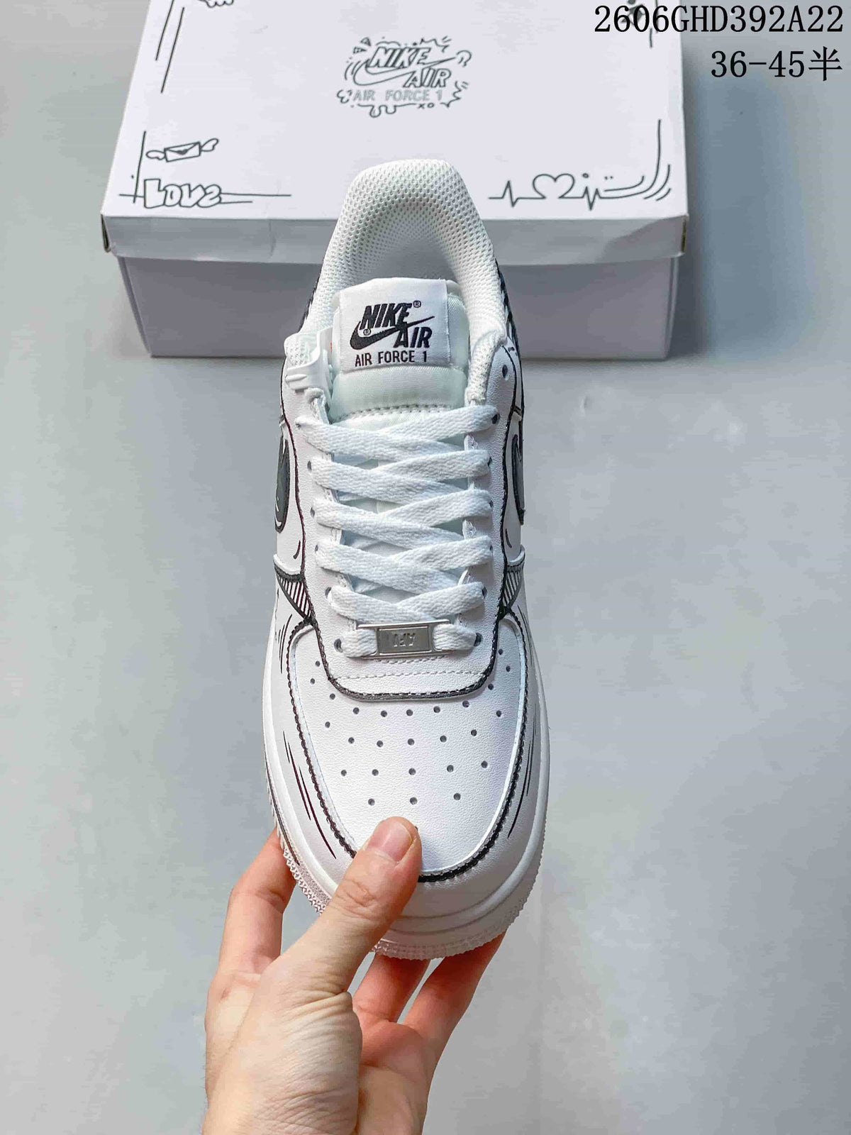 Top view of the sneaker showing its lace-up front, perforated toe, and tongue label.