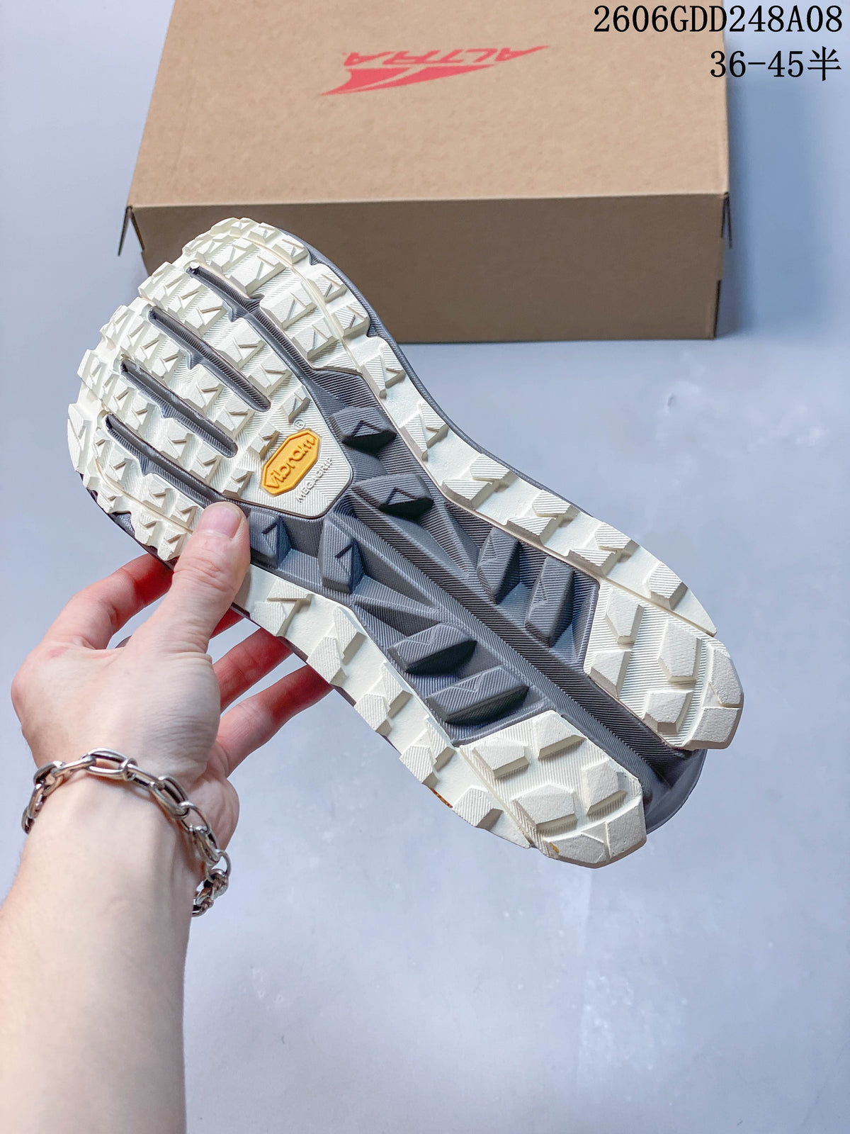 Close-up of the Altra Olympus 275 outsole showing its tread pattern