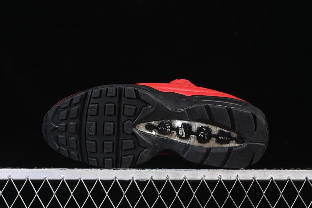Underside view of the black tread outsole