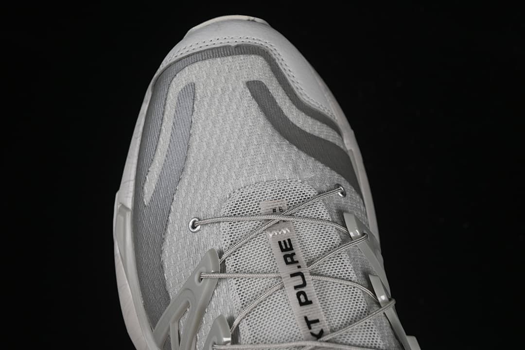 Top view of the toe and lace area with XT Pu.re lettering