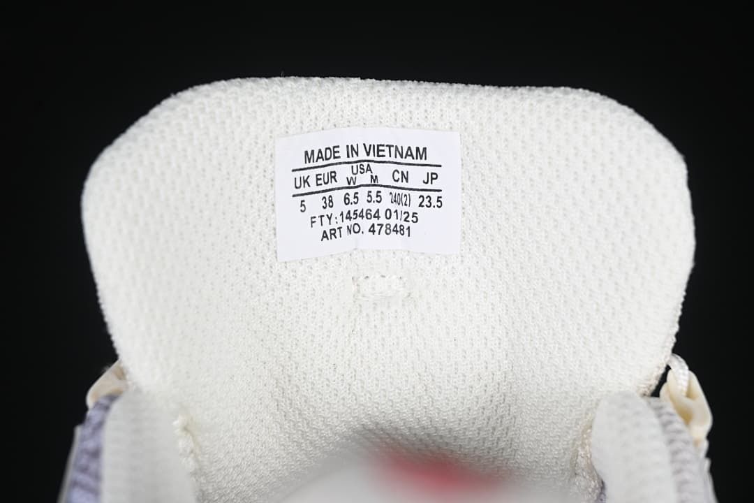 Tongue size label showing EU 38 and article number 478481.