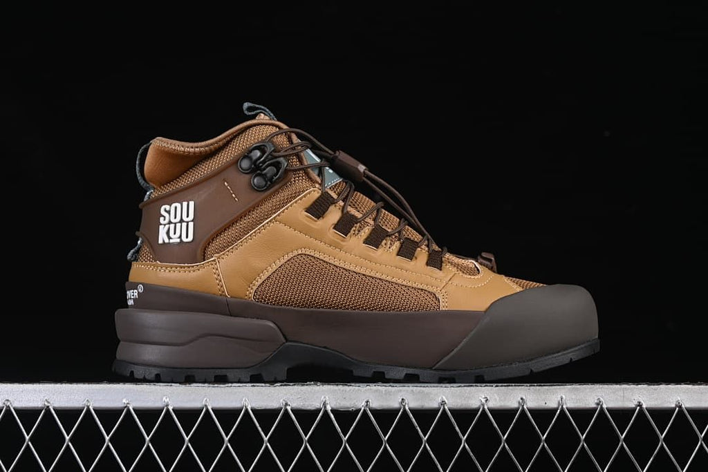 Side profile of brown The North Face Glenclyffe mid hiking shoe