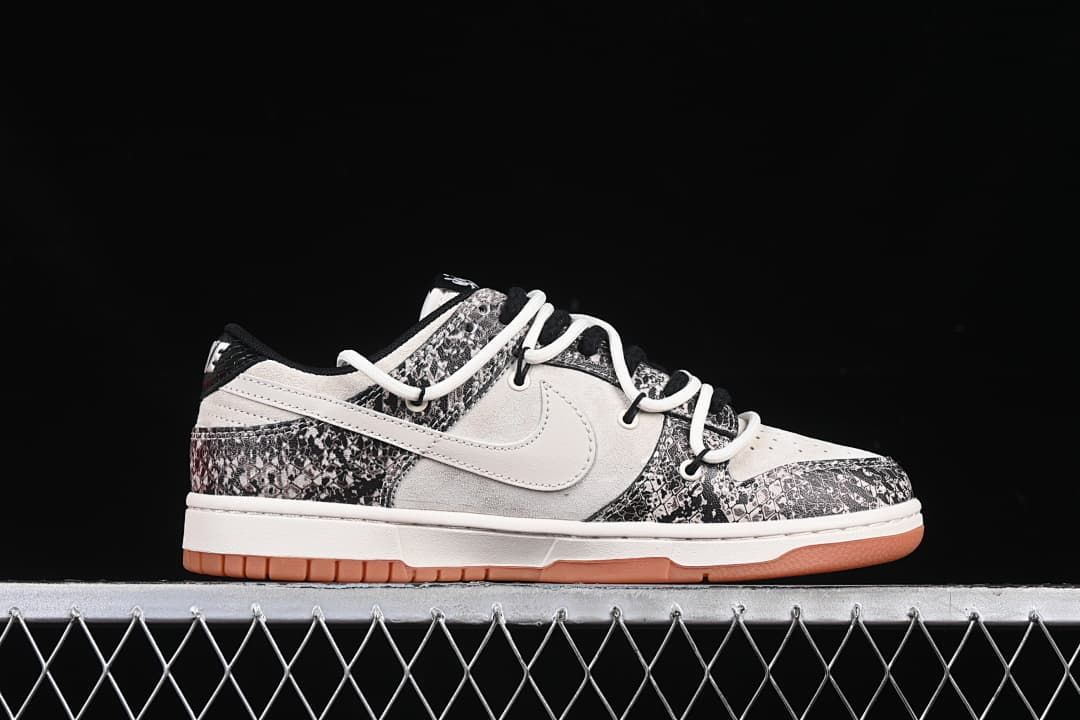 Side profile of the low-top sneaker with white Swoosh and gum-colored outsole