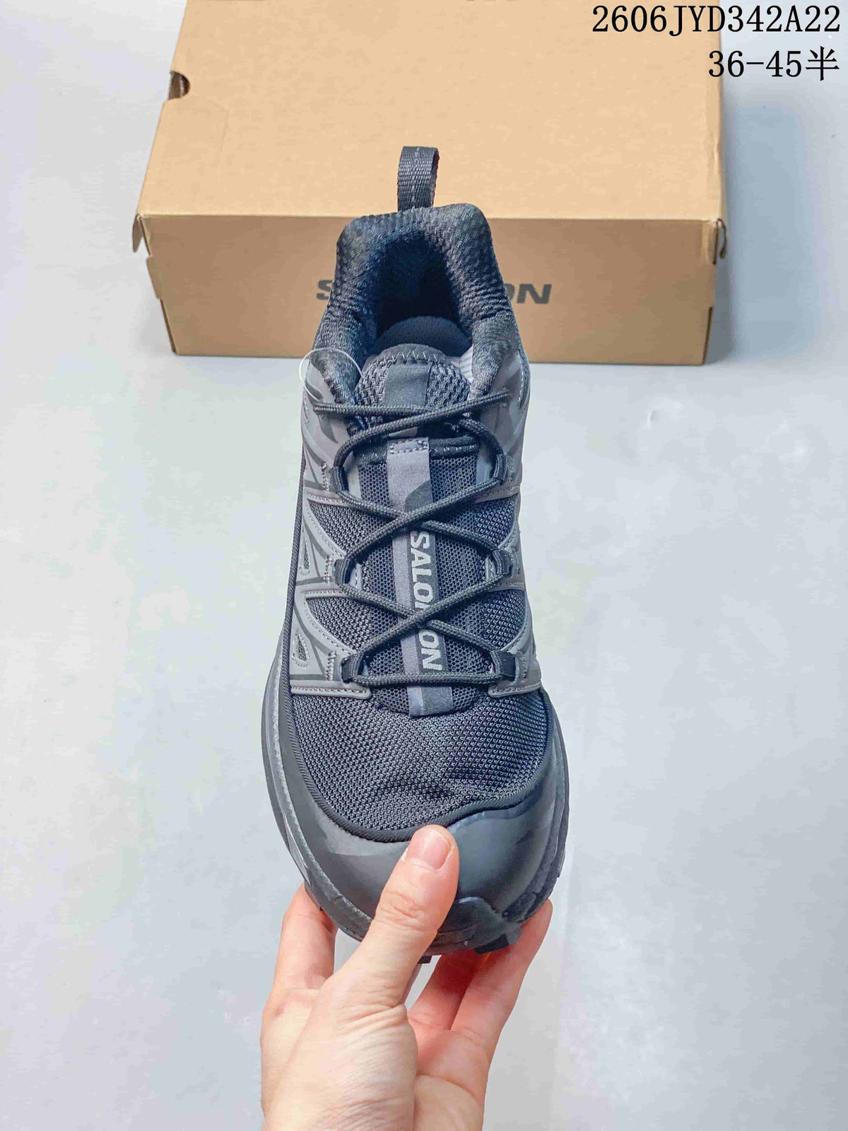 Top view of the sneaker showing its lacing and mesh upper