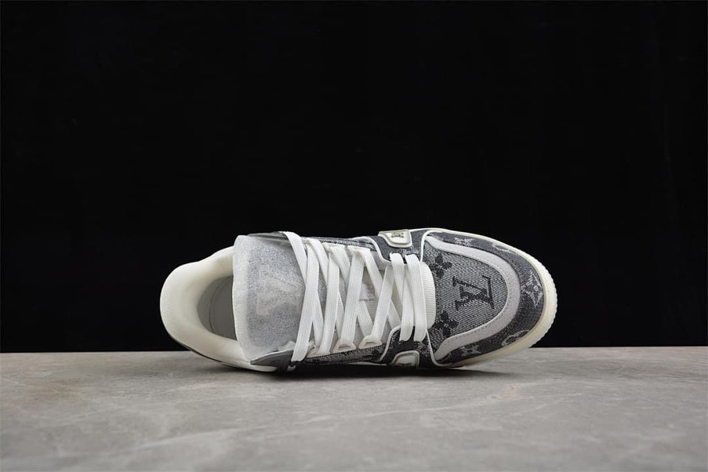 Top view of the sneaker showing the lacing and patterned upper.