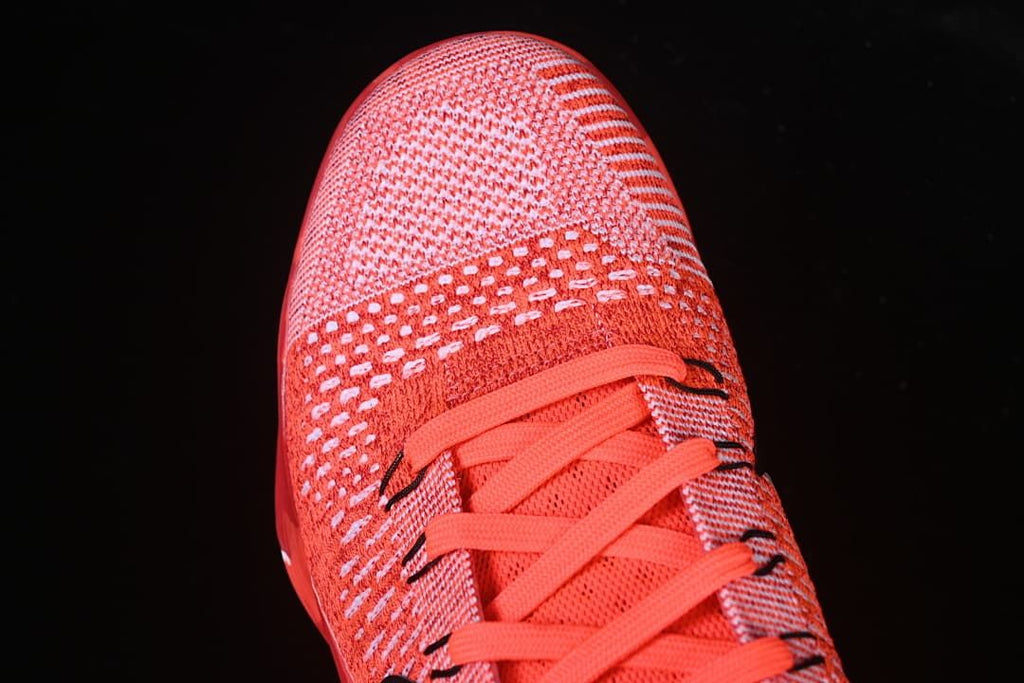 Top view of the patterned toe box and lace-up front