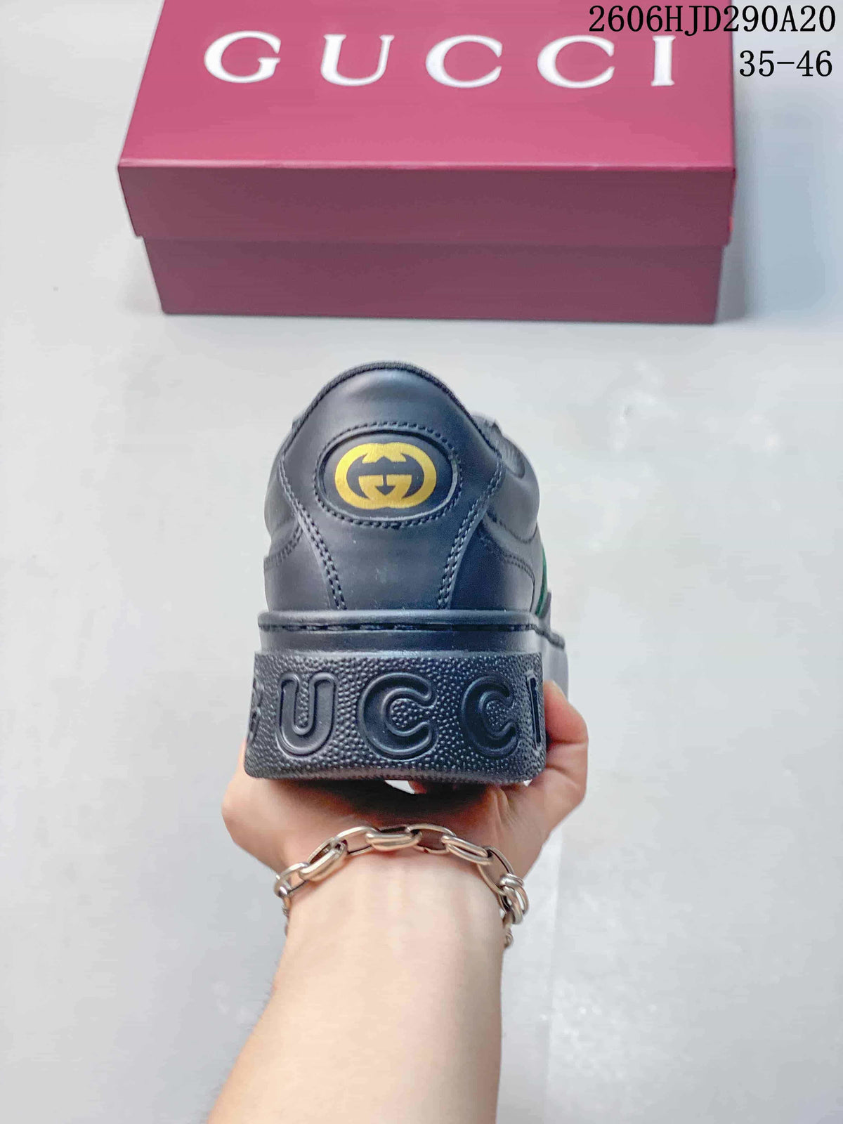 Rear view of the sneaker showing the heel emblem and chunky sole