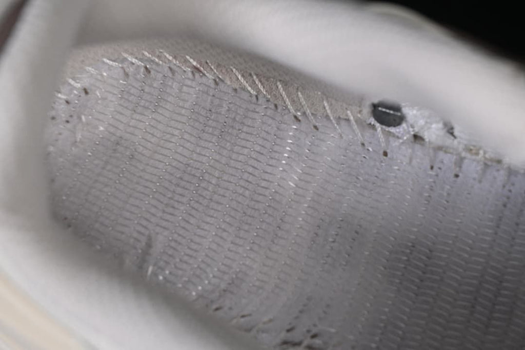 Close-up of the sneaker's inner lining and stitched interior panel.
