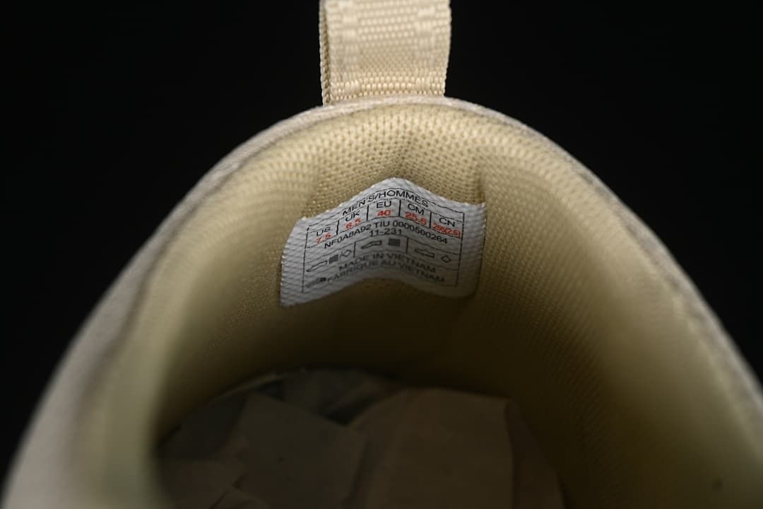 Inside view showing the shoe's size label.