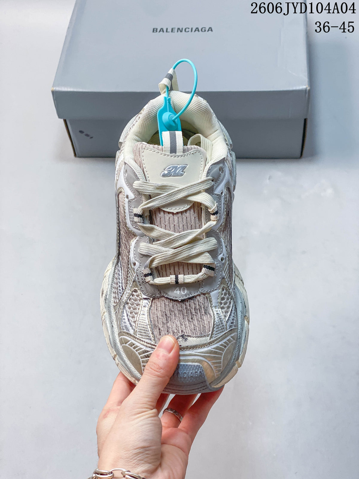 Top view of the sneaker showing its lace-up front and layered panels