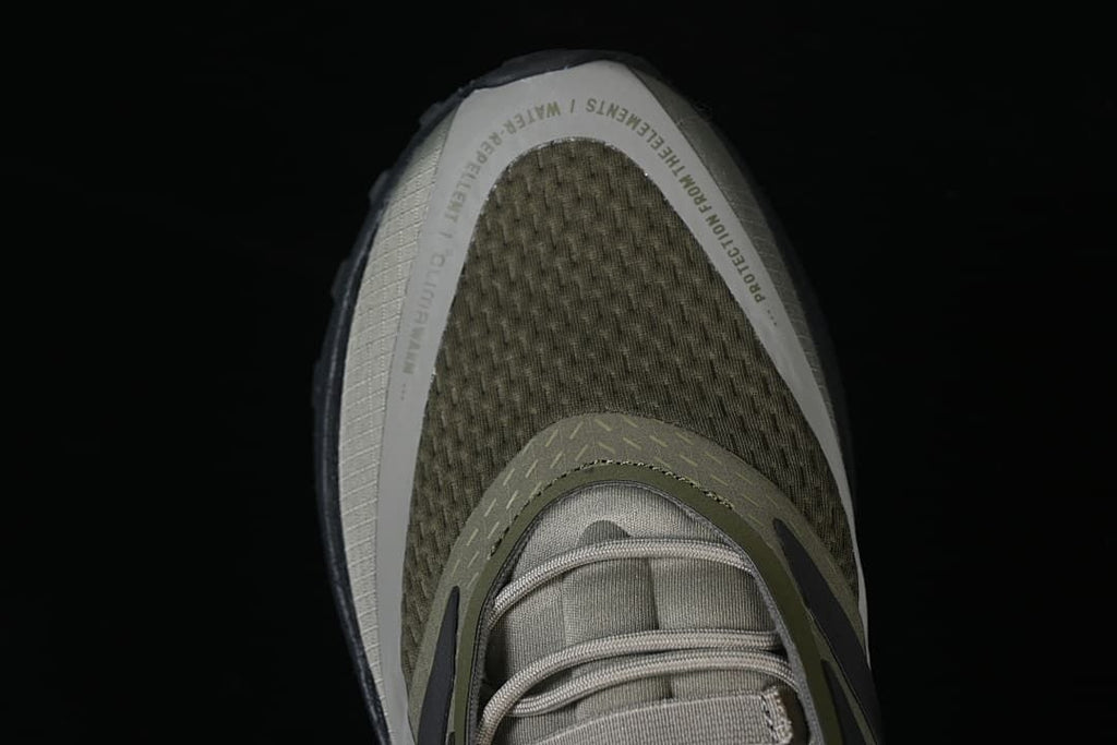 Top-down close-up of the toe and lace area