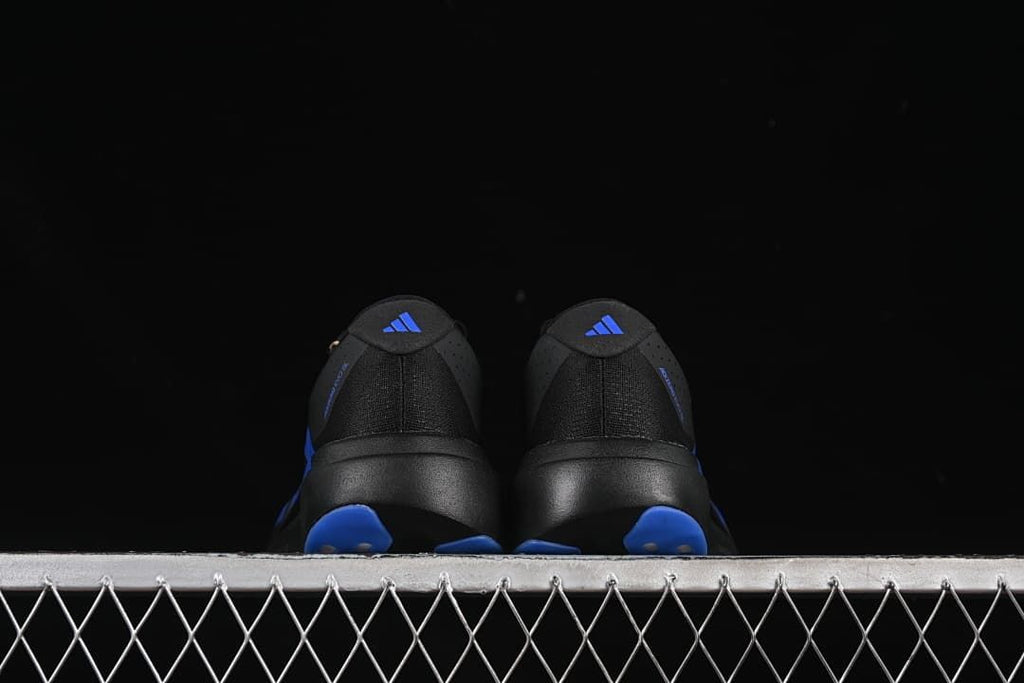 Rear view of the pair with blue heel accents.